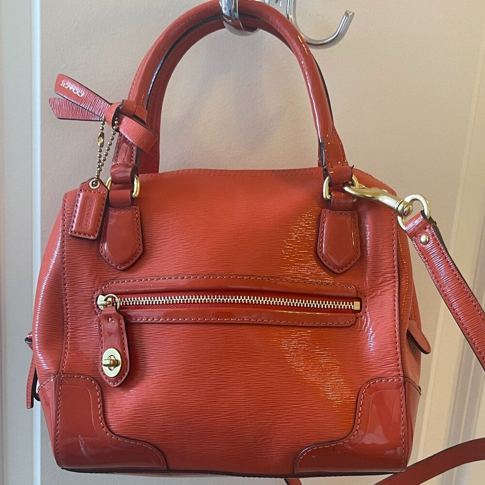 Coach Poppy Textured Patent Mini Satchel